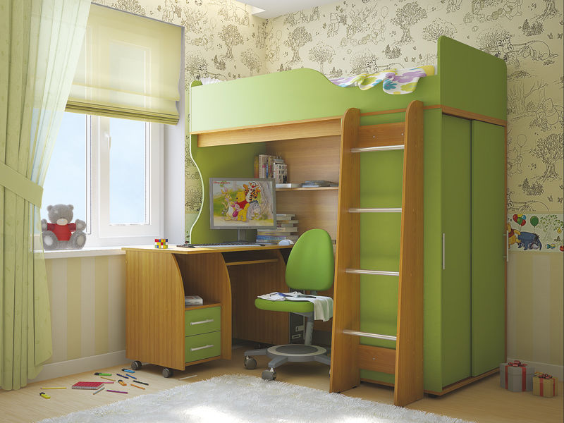 Camas y muebles modulares para la habitación de los niños